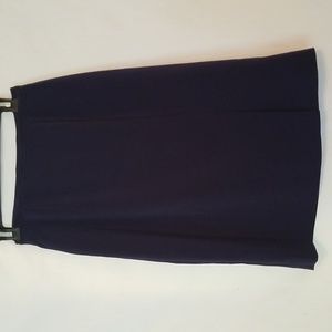 TRAVIS AYERS NAVY BLUE MIDI PENCIL SKIRT FRONT SLIT FULLY LINED 4P NWOT